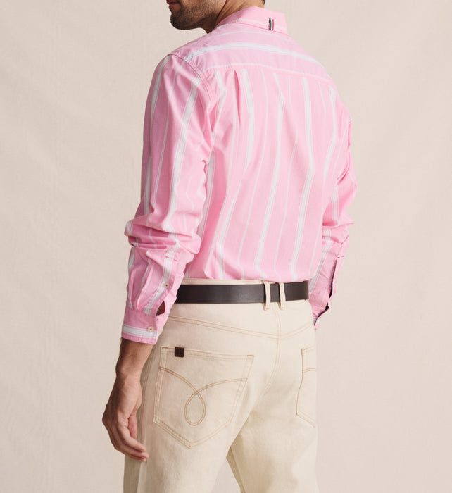 Aberdeen Long Sleeve Cotton Dress Shirt – Pale Pink Stripe