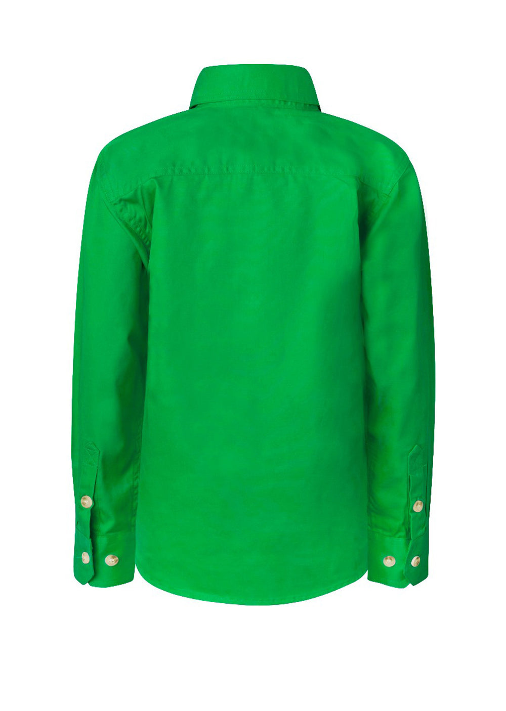 Workcraft Kids Half-Placket Cotton Work Shirt – ELECTRIC GREEN rear