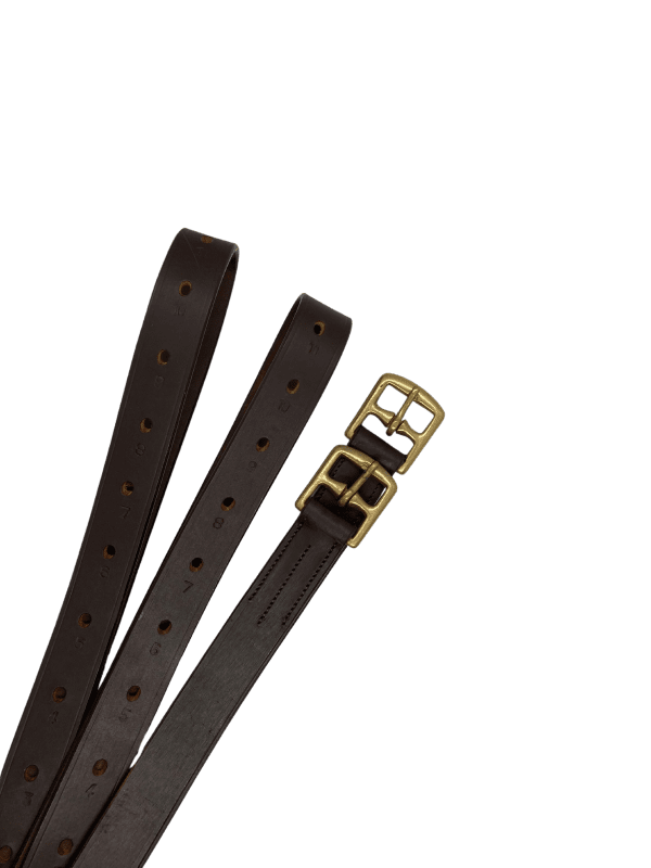 Close-up of Drovers Station leather stirrup leathers buckle