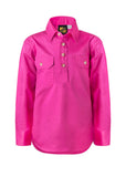 Workcraft Kids Half-Placket Cotton Work Shirt – Pink front