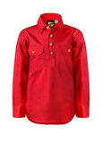 Workcraft Kids Half-Placket Cotton Work Shirt – CRIMSON RED front