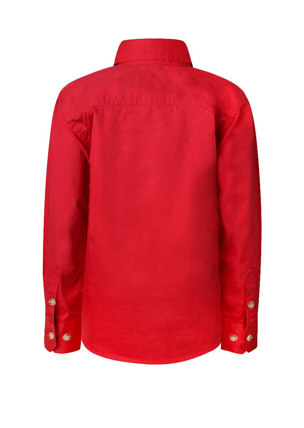 Workcraft Kids Half-Placket Cotton Work Shirt – CRIMSON RED rear