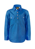 Workcraft Kids Half-Placket Cotton Work Shirt – COBALT BLUE front