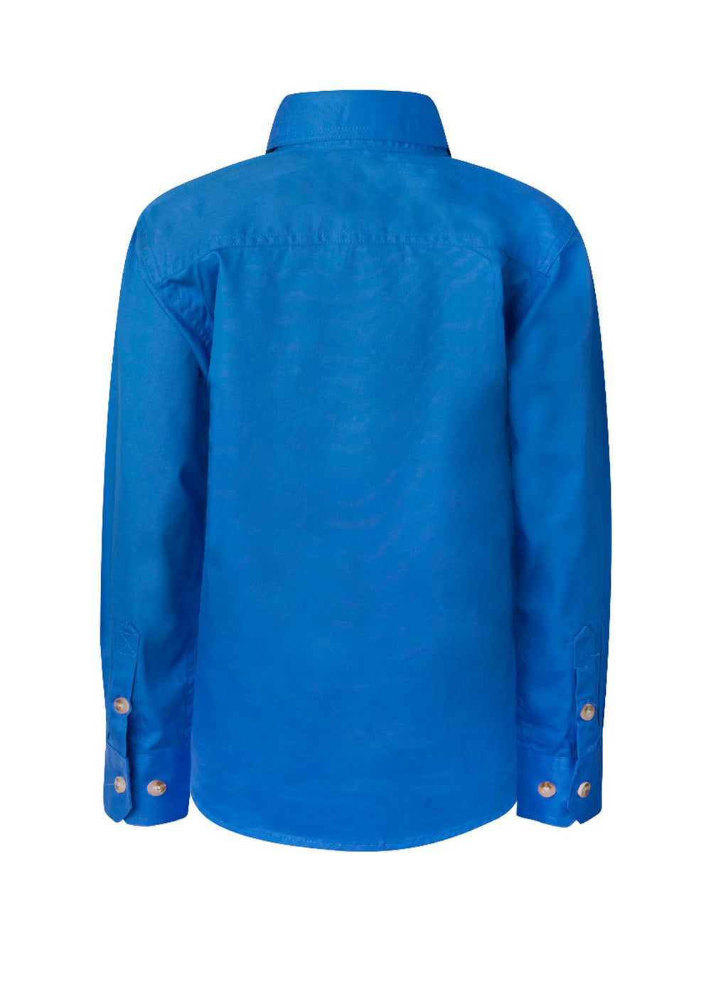 Workcraft Kids Half-Placket Cotton Work Shirt – COBALT BLUE rear