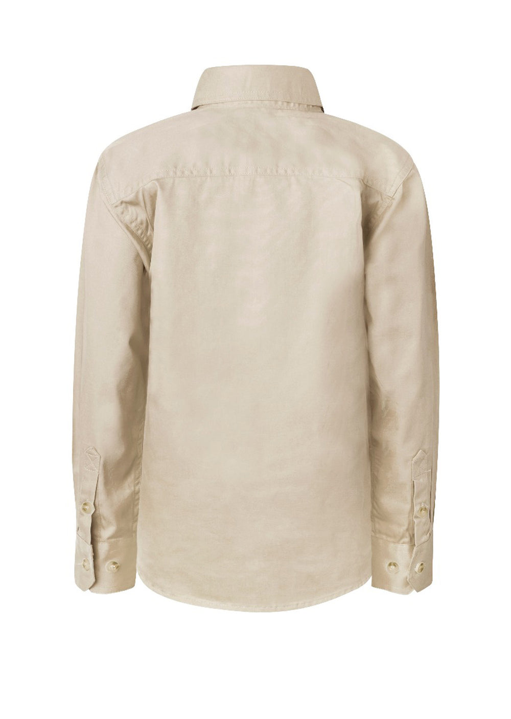 Workcraft Kids Half-Placket Cotton Work Shirt – CREAM rear