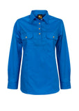 Workcraft Ladies Half-Placket Cotton Work Shirt – COBALT BLUE front