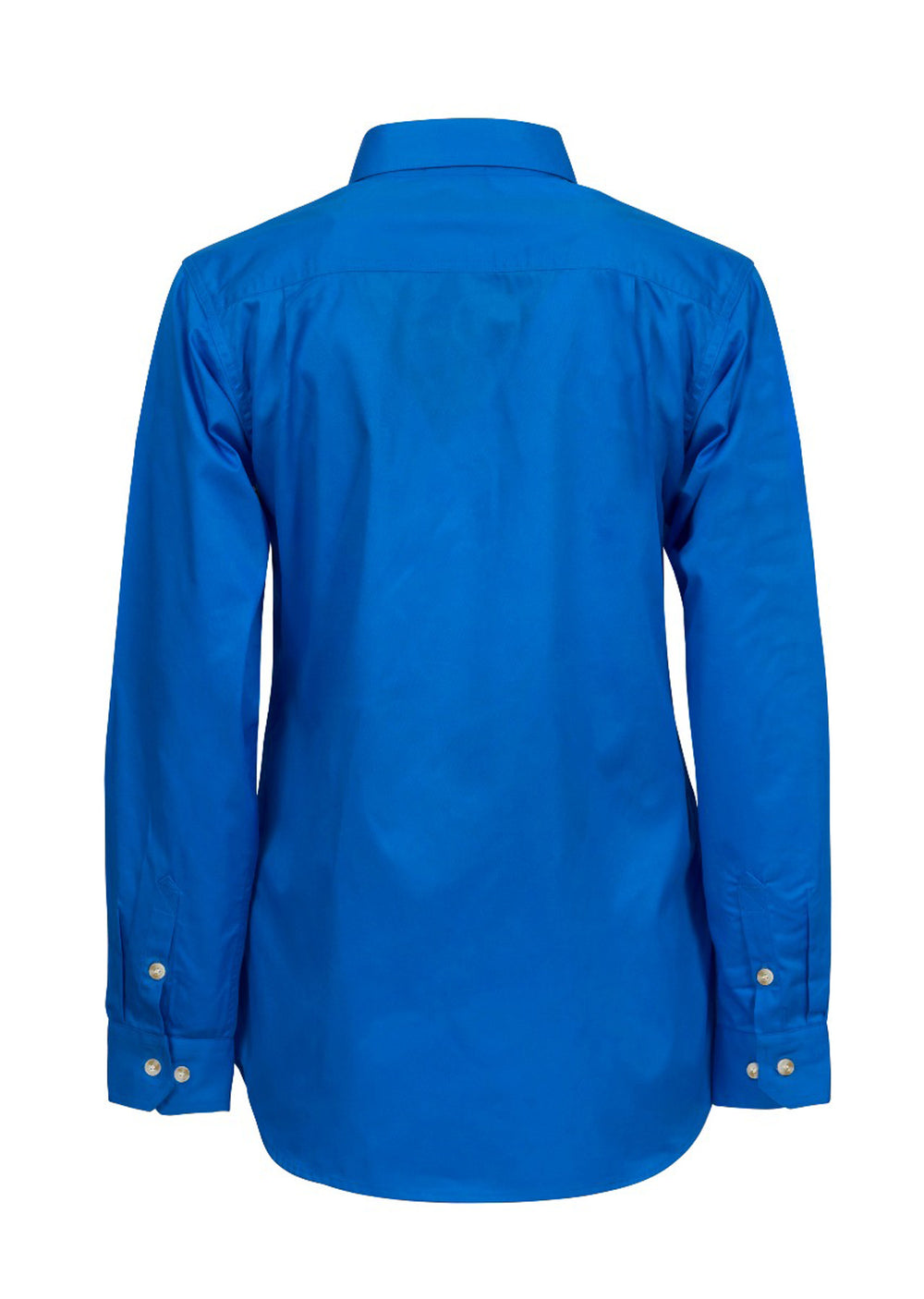 Workcraft Ladies Half-Placket Cotton Work Shirt – COBALT BLUE rear