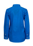 Workcraft Ladies Half-Placket Cotton Work Shirt – COBALT BLUE rear