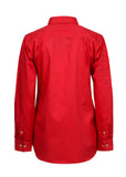 Workcraft Ladies Half-Placket Cotton Work Shirt – CRIMSON RED rear