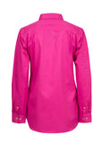 Workcraft Ladies Half-Placket Cotton Work Shirt – Pink rear