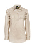 Workcraft Ladies Half-Placket Cotton Work Shirt – CREAM front