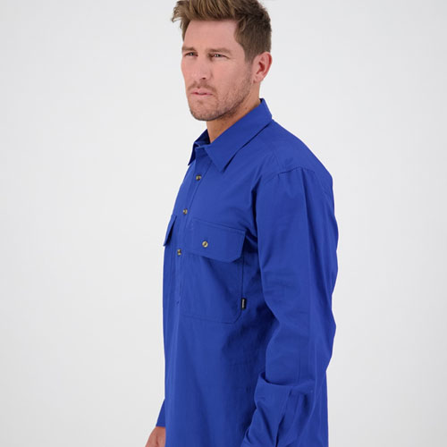 Men's Half Button Long Sleeve Shirt Durable Comfortable - Main Image