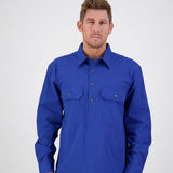 Men's half-button long-sleeve shirt by Outback Clothing Co - rugged Australian style with durable fabric for casual wear.