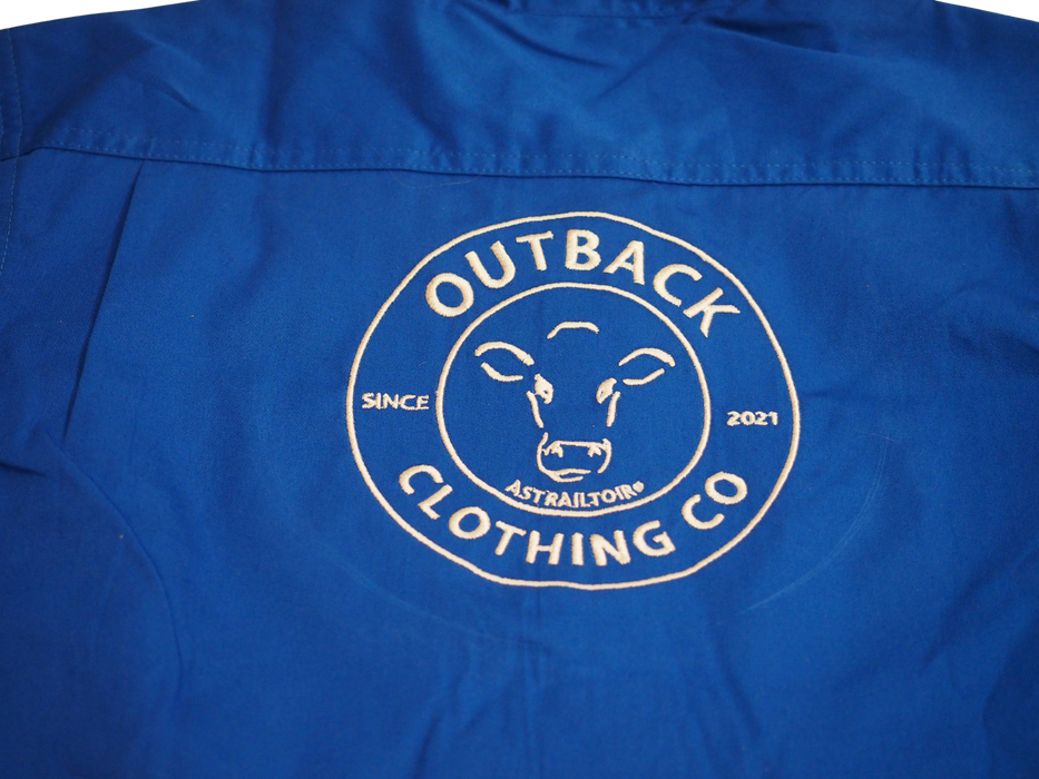 The Fitzroy Men’s Long Sleeve Cotton Half-Button Work Shirt – Blue