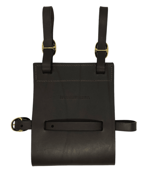 Dolan Leather Bush Pot Cover – handcrafted Australian leather with brass fittings