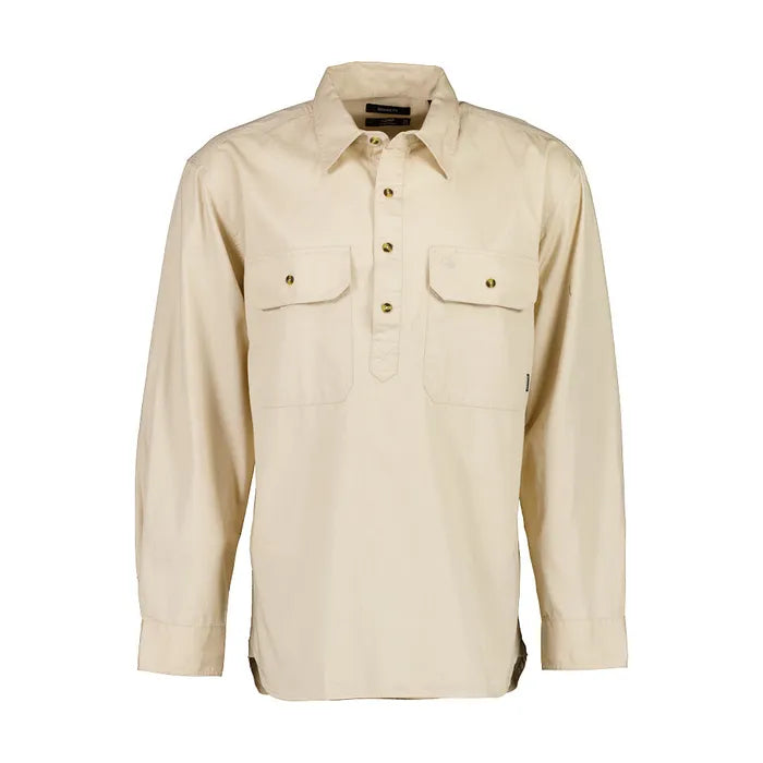 Swanndri Bendigo Men’s Half Button L/S Shirt (SS18217M) Bone