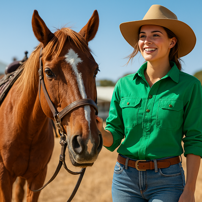 Swanndri Women’s Half Button L/S Shirt (SS192133W) Green