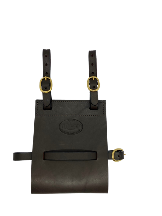 Adjustable leather straps on bush pot cover for secure fit