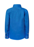 Back view of Child's Lightweight Half-Button Shirt in blue