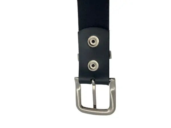 Asher Belt in Black Leather with Silver Buckle - Adjustable Sizing