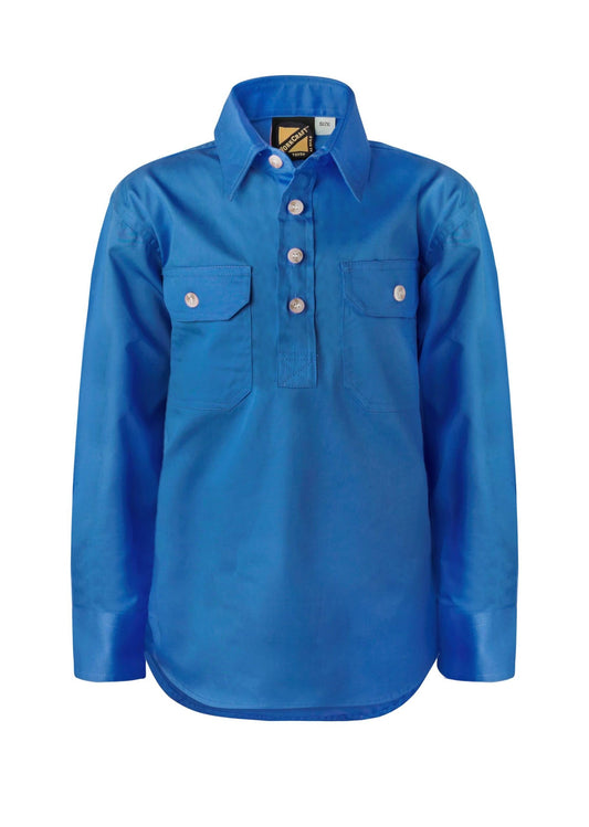 Child's Lightweight Half-Button Shirt in blue