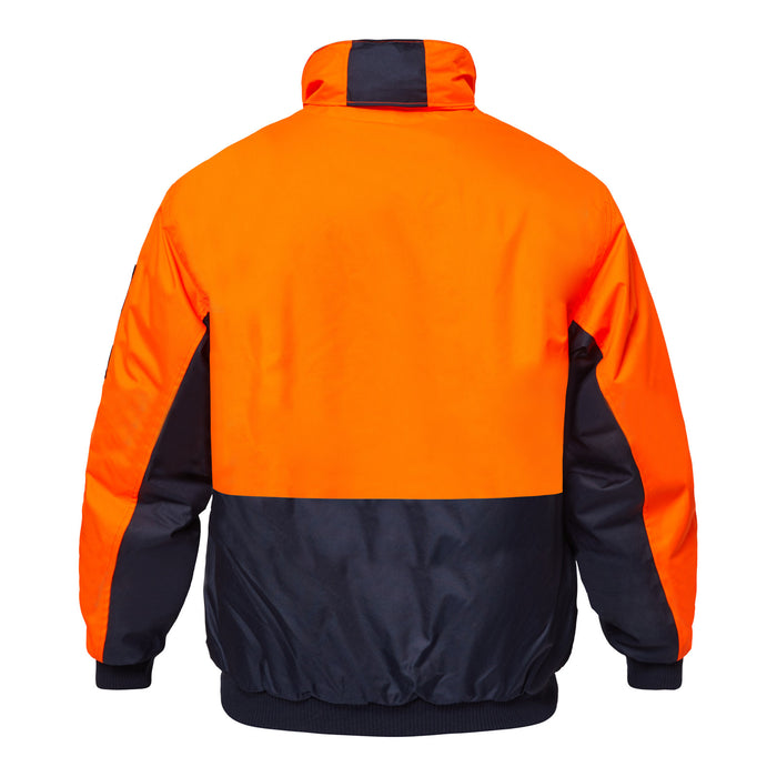 Back view of Hi-Vis Bomber Jacket showing reflective panels and adjustable fit.