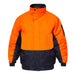 Hi-Vis Modern Bomber Jacket in bright yellow with reflective safety strips, front zipper closure, and adjustable waistband.