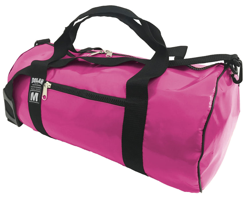 Dolan Barrel Bag (DE051M) in Pink – stylish and sturdy Tarpaulin PVC bag with side pocket