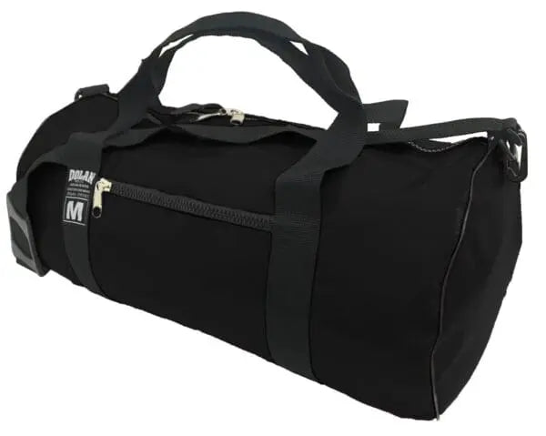 Dolan Barrel Bag (DE051M) in Black – Australian-made waterproof duffel with side zip pocket