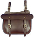 Leather straight saddle bag – handmade brown leather with buckle straps