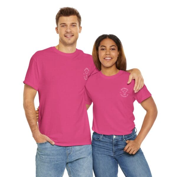 The Desert Rose tee styled with jeans, illustrating its casual appeal.