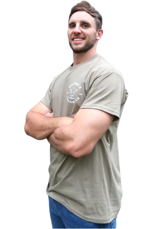 Outback Classic Tee in Desert Sand - Men's Relaxed-Fit Cotton T-Shirt for Outdoor Adventures