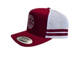 Gibb River Trucker Cap Maroon and White – OCC Logo – Outback Clothing Co - Front/Side View