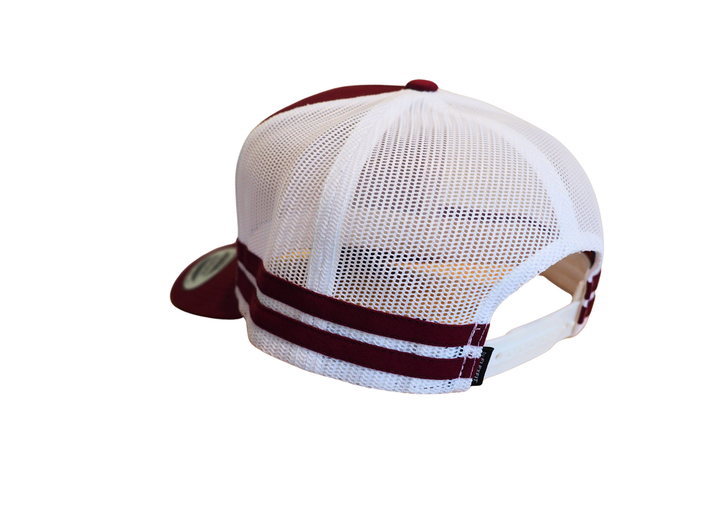 Gibb River Trucker Cap Maroon and White – OCC Logo – Outback Clothing Co - Side/Rear View