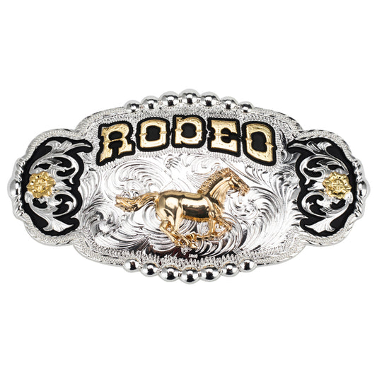 Golden Horse Rodeo Belt Buckle