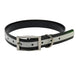 Close-up of reflective strip on adjustable flat dog collar - Black
