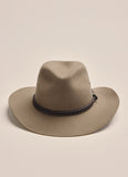 Front view of Kidman Drover Hat in Brown, showing braided leather band and structured crown