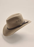 Over view of Kidman Drover Hat in Brown, showcasing braided leather hatband detail