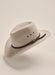 Side view of Kidman Drover Hat in Stone, highlighting braided leather hatband detail