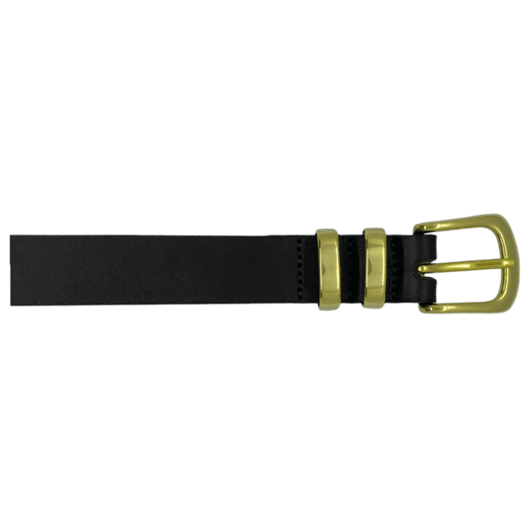 Close-up of Solid Brass Buckle on Ladies Muster Belt