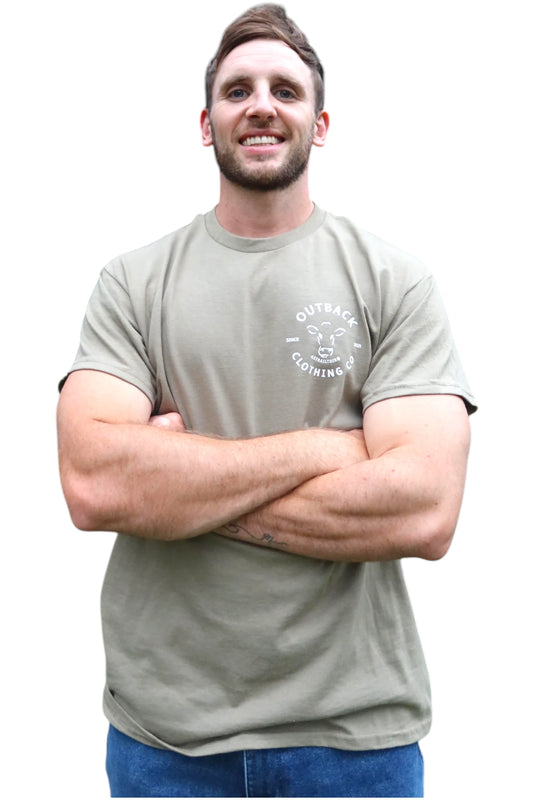 Breathable Cotton Fabric Detail - Outback Classic Tee in Neutral Desert Sand Color