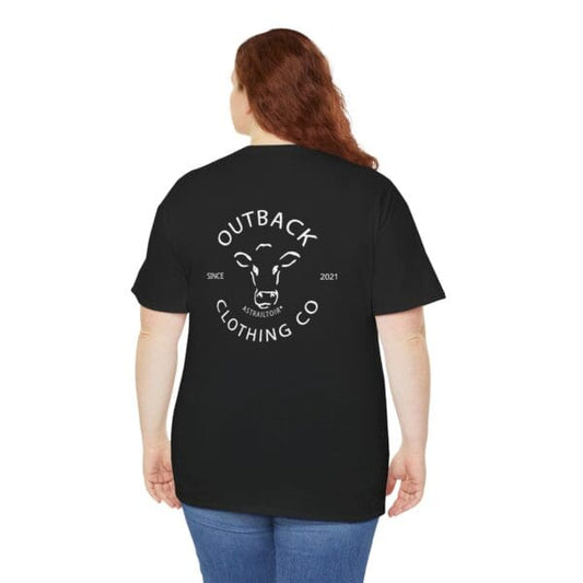 Back view of Women’s Outback Classic Tee in Black with logo detail