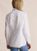 Back view of S.Kidman Lennard Long Sleeve Shirt in White – extended back tail with double-stitched seams and back yoke pleats.