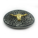 Floral Western Bull Head Belt Buckle
