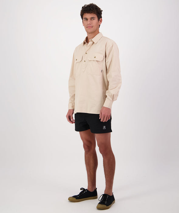 Swanndri Bendigo Men’s Half Button L/S Shirt (SS18217M) Stone (Bone)