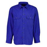 Functional Chest Pocket on Men's Electri Blue Long-Sleeve Work Shirt - Practical Aussie Design
