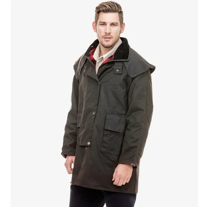 Side view of Swanndri Baxter Jacket showing relaxed fit and profile