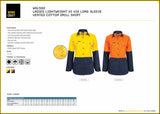 Workcraft Women’s Light Weight Hi Vis Vented Cotton Drill Shirt (WSL502)