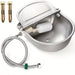 pet and livestock water bowl outdoors, showing float valve and connector