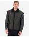 Front view of Levels Oilskin Vest SSD2802 showing waxed cotton outer and YKK two-way zip